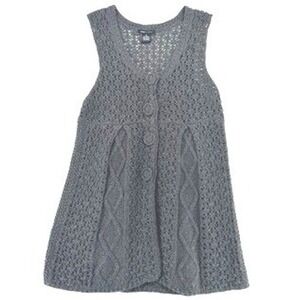 BCBGMaxAzria Gray Crochet Knit Sleeveless Top Size M